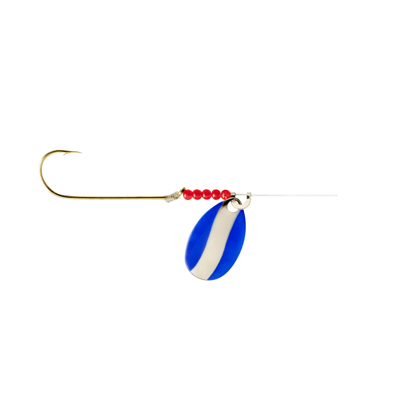 Blue/Chrome Red Devil Single Hook Spinner by Lindy at Fleet Farm