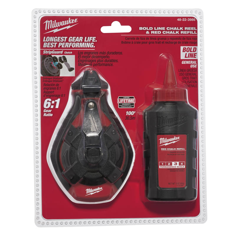 100 ft Bold Line Chalk Reel Kit w/ Red Chalk by Milwaukee at Fleet