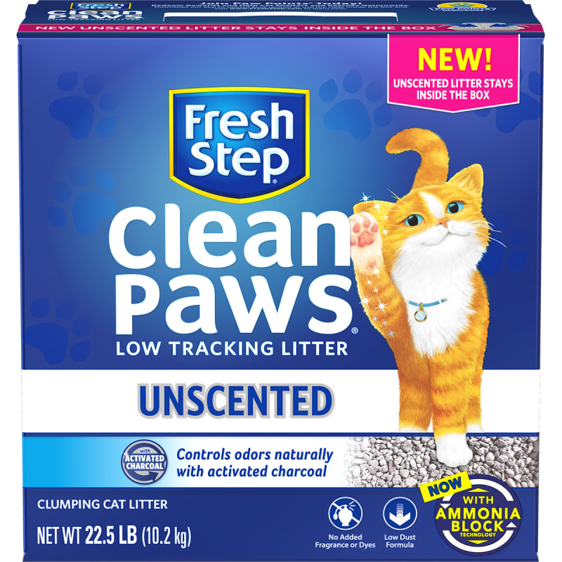 Fresh Step Clean Paws Clumping Cat Litter, Low Tracking, Multi-Cat - 22.5 lb