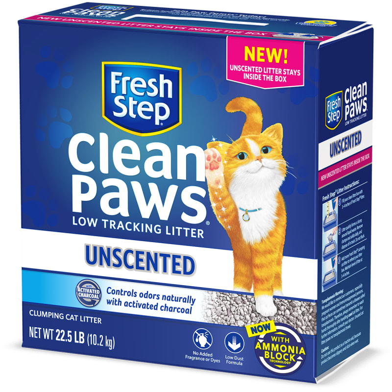 Fresh Step Clean Paws Unscented Clumping Cat Litter, 22.5 lbs 