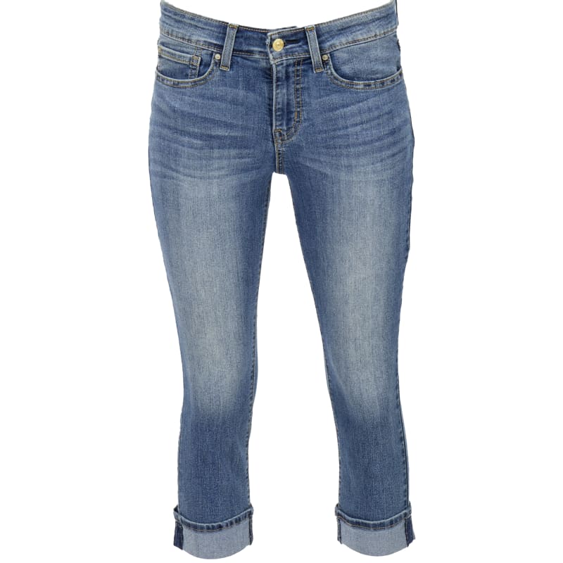 Mid Rise Stretch Denim Capris