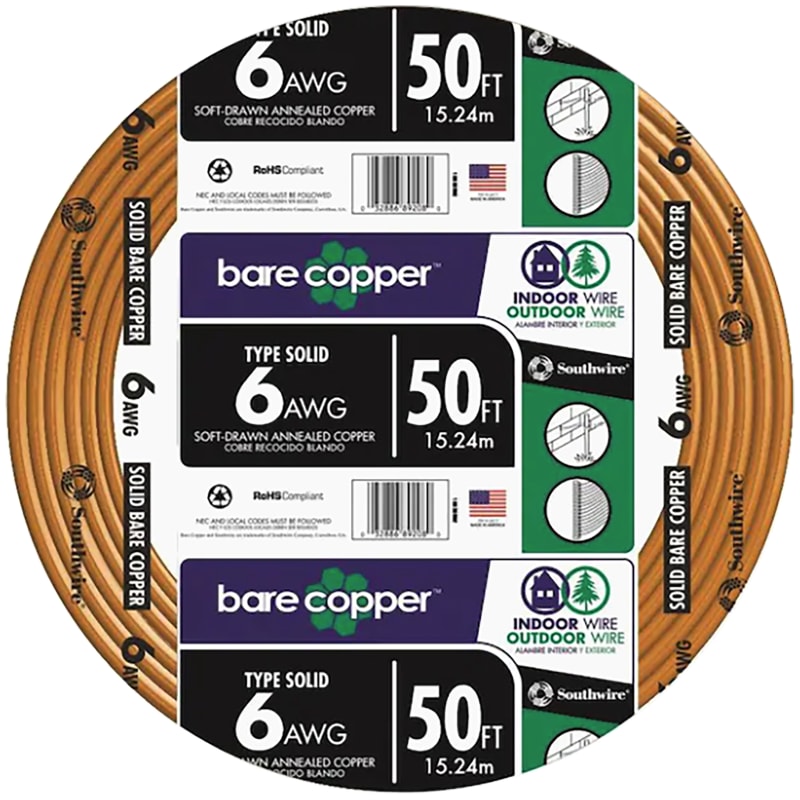 Southwire 50 ft. 6-Gauge Stranded SD Bare Copper Grounding Wire