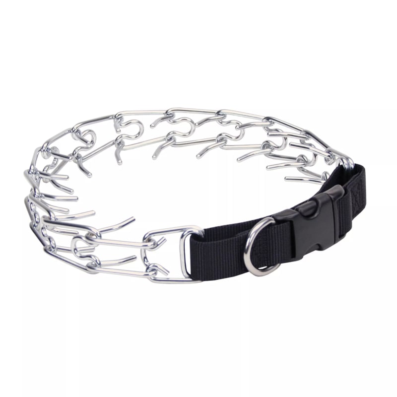 Black/Silver Easy-On Prong Training Collar w/ Buckle