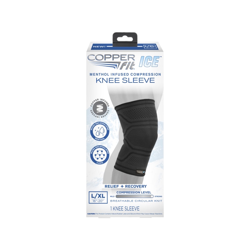 Ice Menthol Infused Compression Knee Sleeve by Copper Fit at