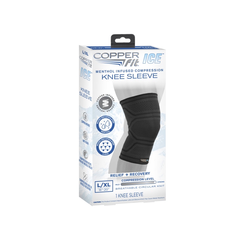 Ice Compression Knee Sleeves: Menthol-Infused - Copper Fit