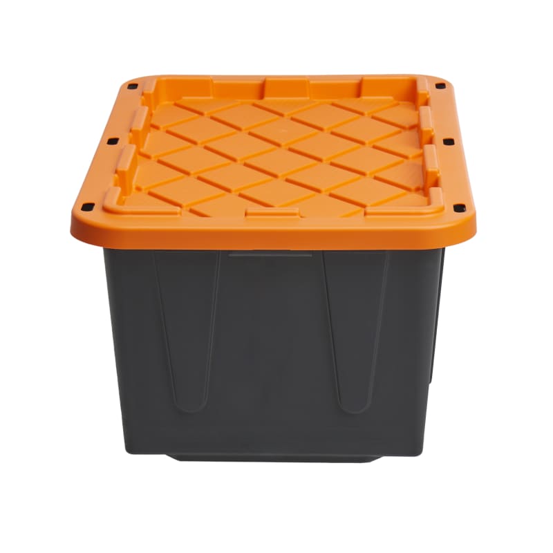 Storage Crate Fish Bin Heavy Duty Black 54L - 6 Pack - Garage