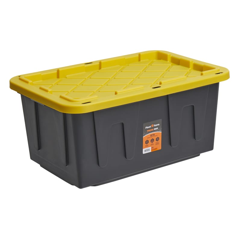 27 gal Black/Yellow Tough Box Storage Tote by Fleet Farm at Fleet Farm