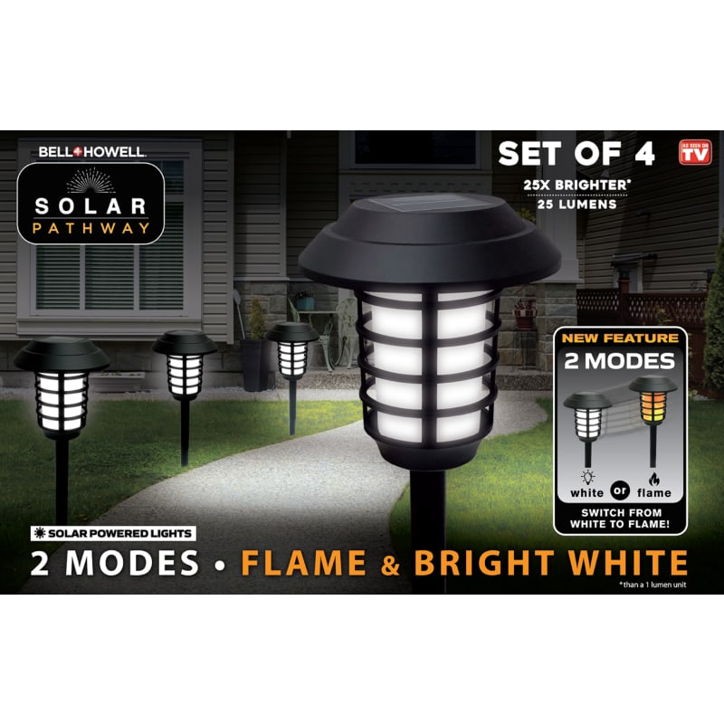 Solar Flame Pathway Solar Lights 4 pk