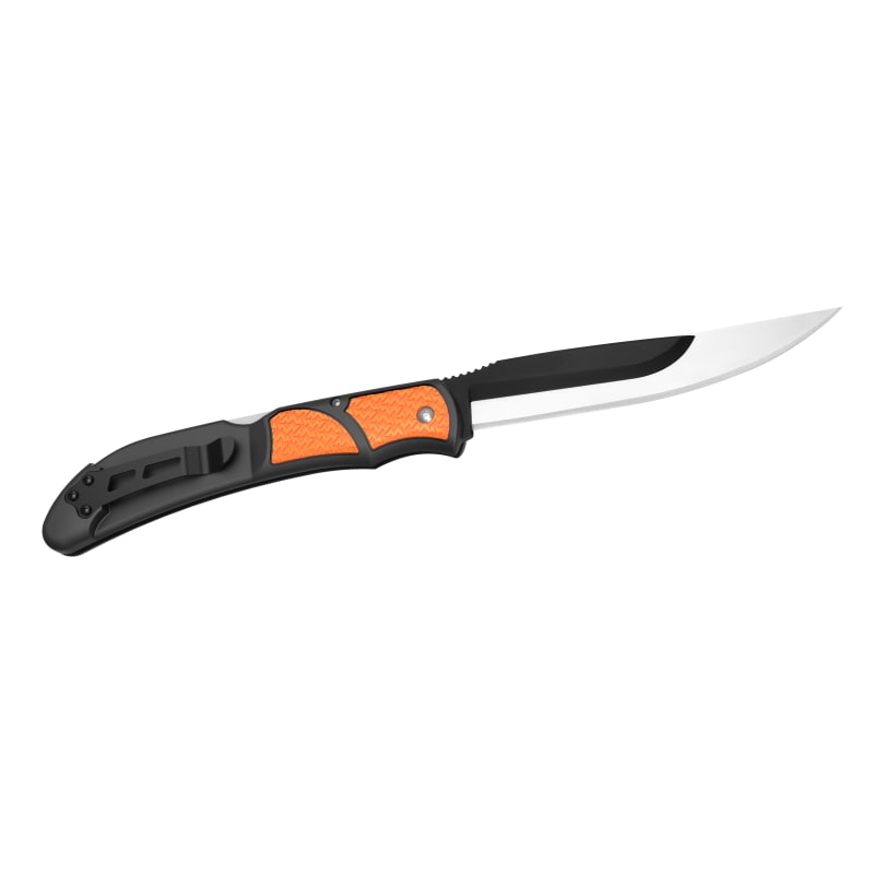 Outdoor Edge RazorBone - RBB-20 - Folding Hunting Knife Set - Replaceable  Blades - Orange Handle - Camo Sheath