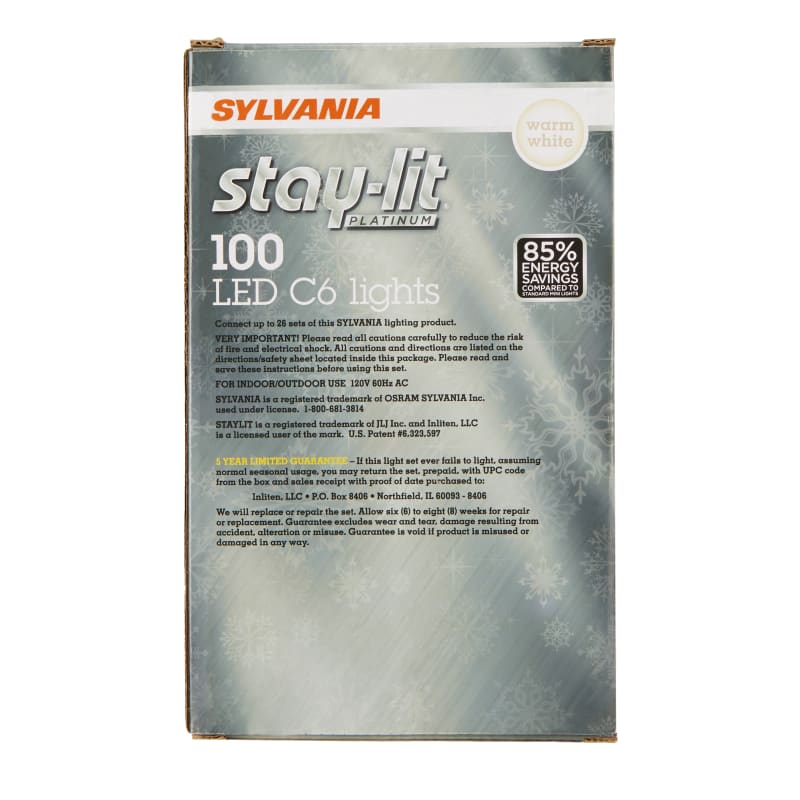 Stay Lit 100 Ct LED Warm White C6 Style Lights by Sylvania at