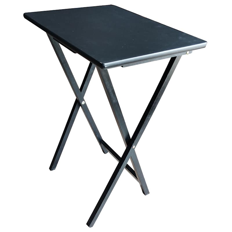 Black wood tv trays top