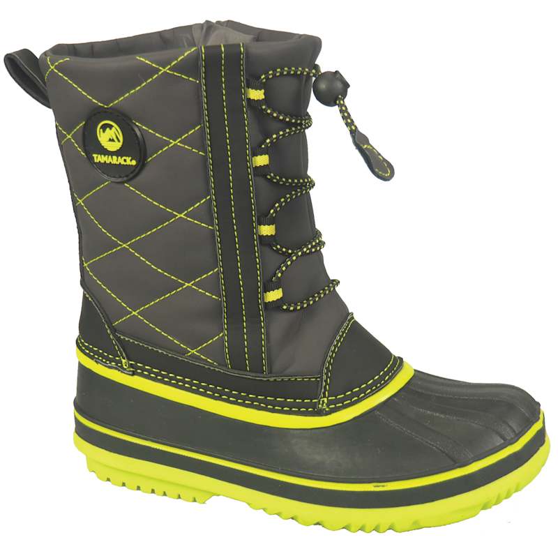 Kids Black Lime Fur Lined Winter Boots