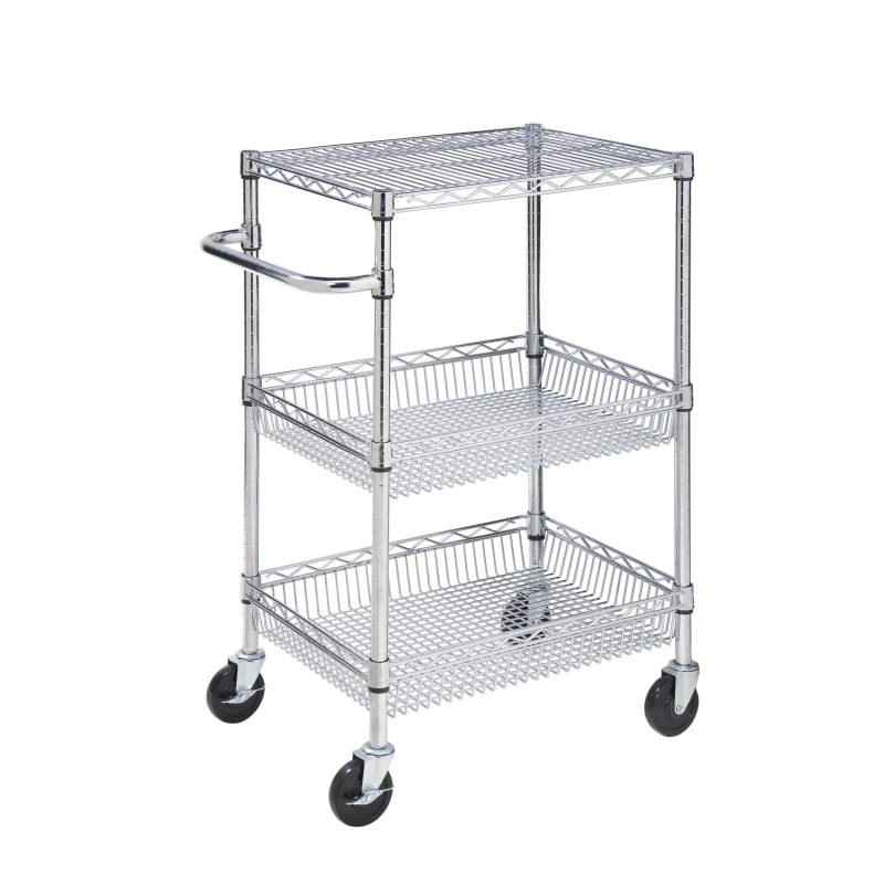 Honey Can Do Collapsible 3-Tier Metal Shelf on Wheels, Black