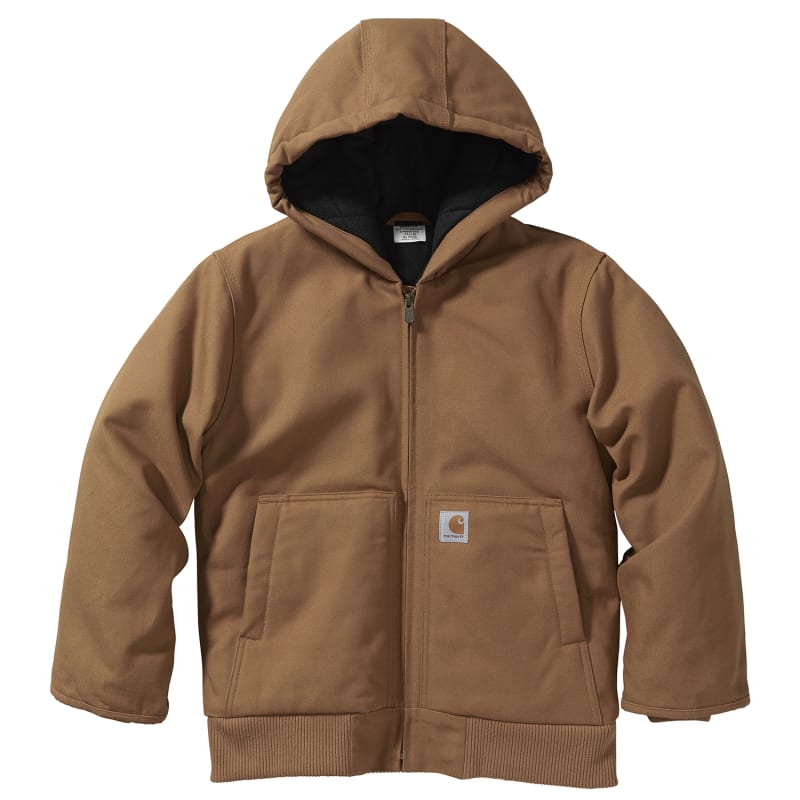 Little Kids Active Brown Hooded Full Zip Quilted Flannel Lined Jacket