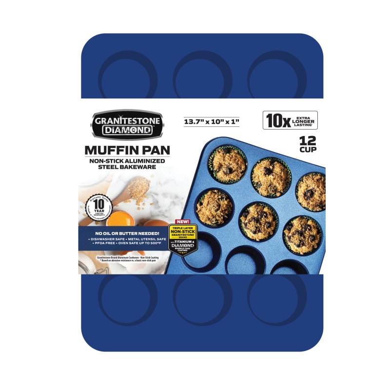Granitestone Blue 12-Cup Non-Stick Muffin Pan 