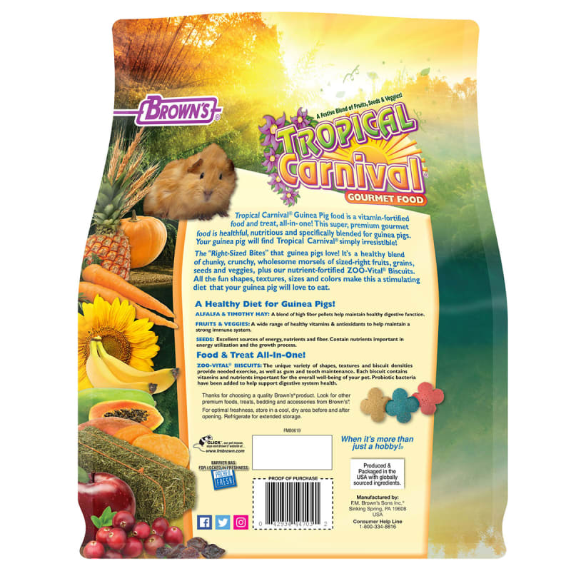 5 lb Tropical Carnival Gourmet Guinea Pig Food by Brown s at Fleet