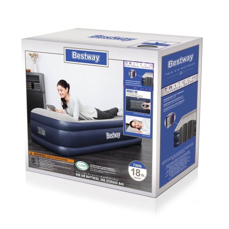 Bestway twin air mattress built in pump sales