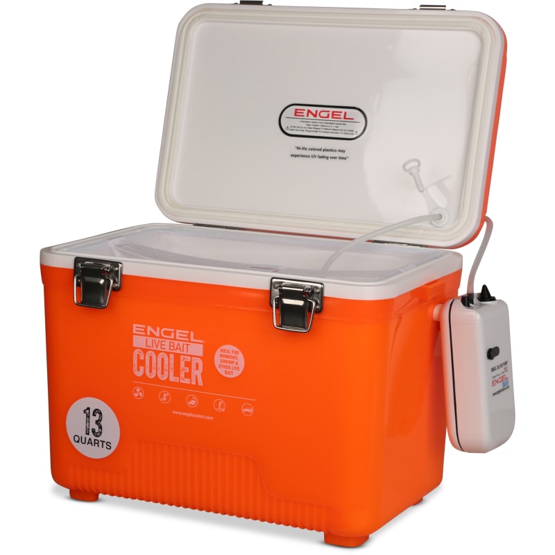 13 Qt Orange High Viz Live Bait Cooler w/Net by Engel at Fleet Farm