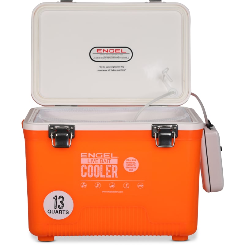 13 Qt Orange High Viz Live Bait Cooler w/Net by Engel at Fleet Farm