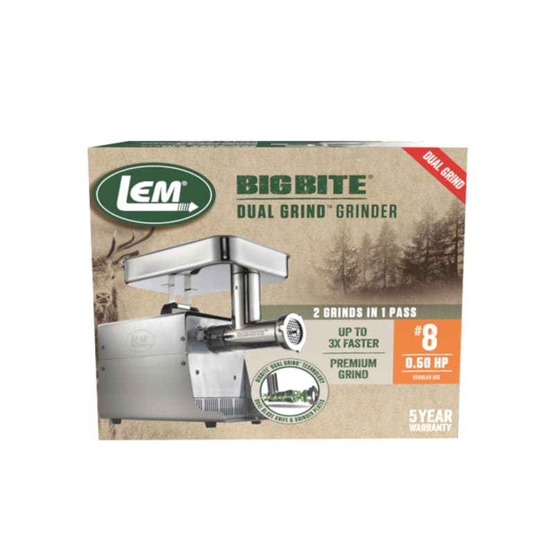 LEM Big Bite Grinder #8 0.5 HP Stainless Steel Electric Meat