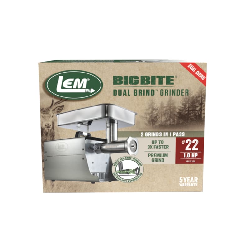 Lem #22 Big Bite Grinder, Stainless Steel