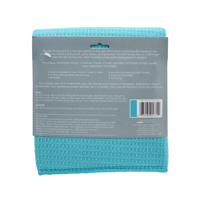 Teal XL Reversible Microfiber Dish Drying Mat