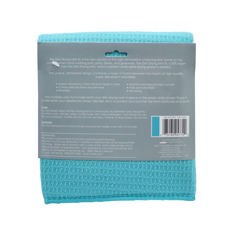 S&T XL Reversible Microfiber Dish Drying Mat - Teal - 18 x 24 