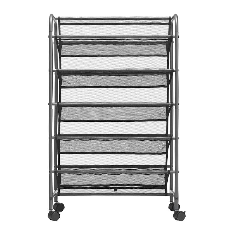 Mainstays 5 tier mesh rolling shoe rack top