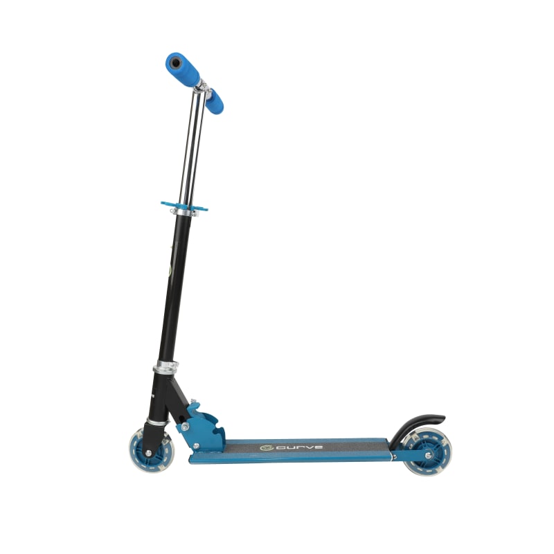  Curve ACTSCOT-488CV-BLU - Patinete infantil con rueda iluminada  y cubierta de plástico, diseño fácil de plegar y transportar, ultraligero,  diseño plegable portátil, cómodo, seguro, duradero y fácil de montar, azul 