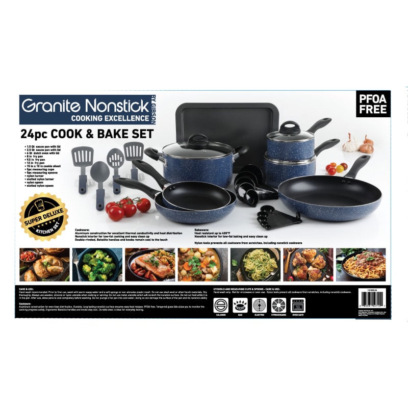 Nonstick Cookware Set 24-Piece Aluminum Non-stick Pots and Pans Kitchen  Utensils