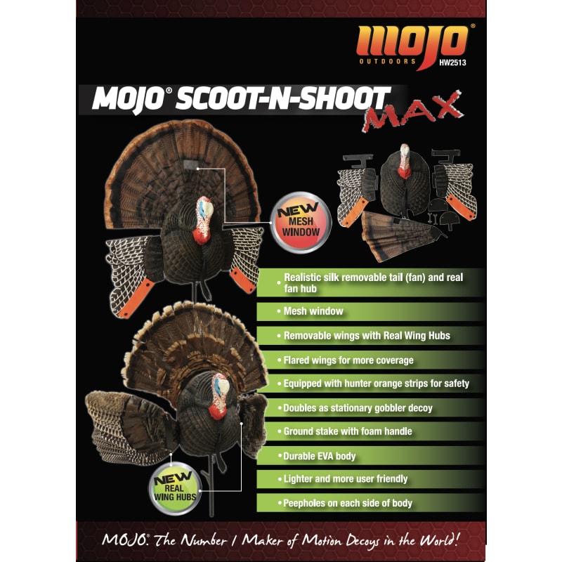 Mojo Scoot-N-Shoot MAX Tom Turkey Hunting Decoy Fan by Huntwise at Fleet