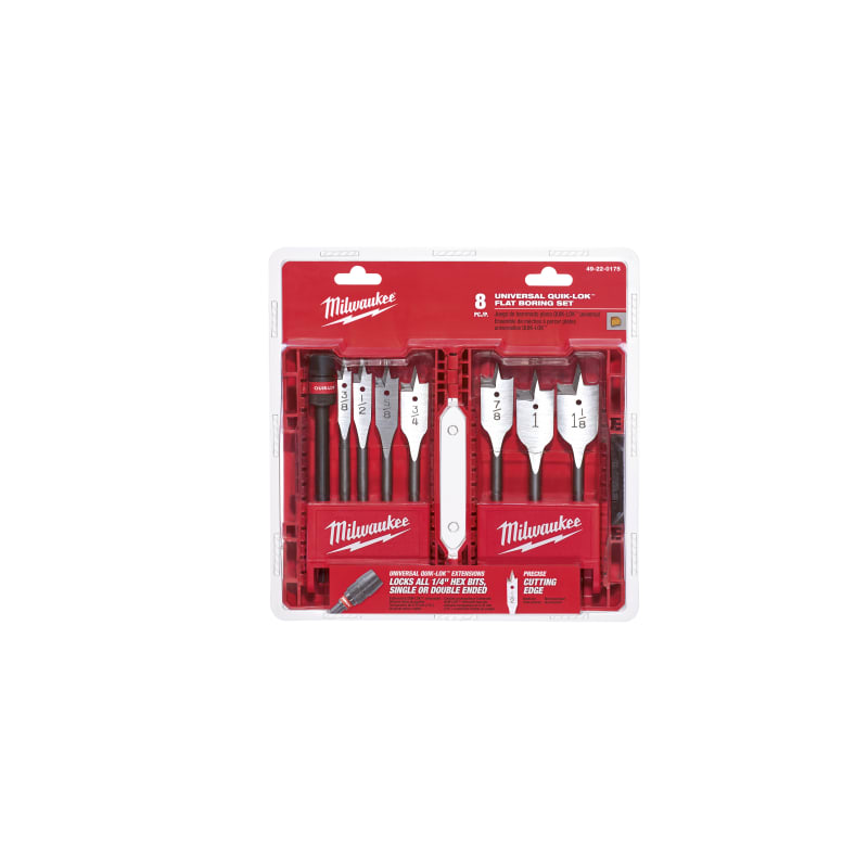 Milwaukee Universal QUIK LOK Flat Boring Bit Set 8 Pc by