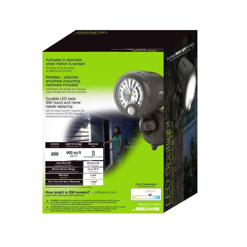 Mr Beams Wireless Outdoor Motion Sensor Spotlight Black