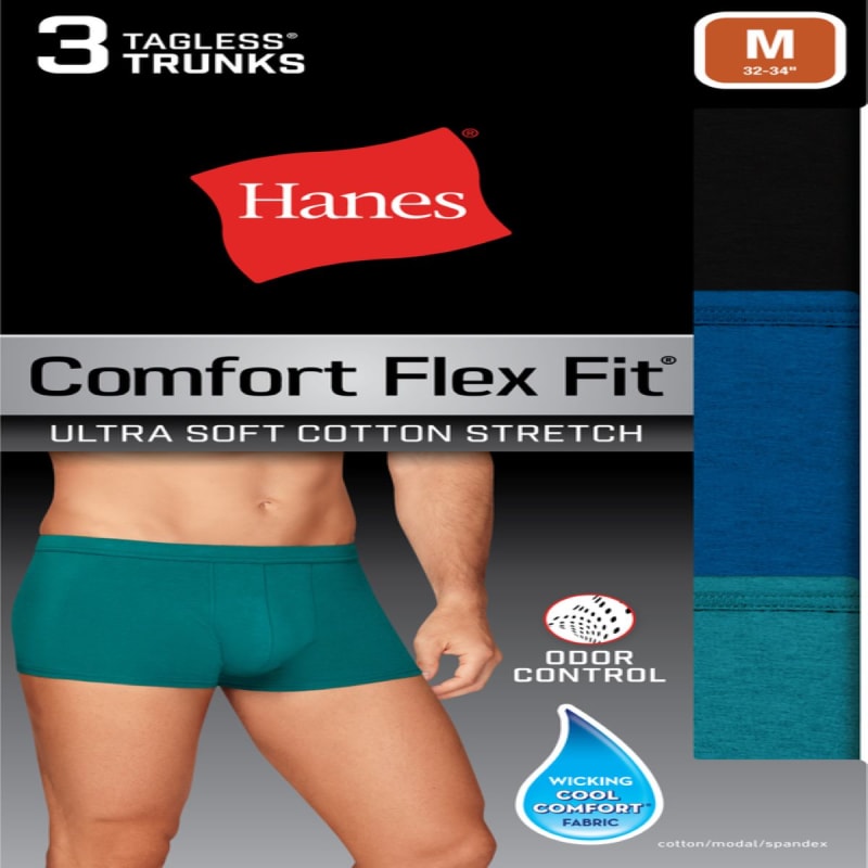Men's Assorted Comfort Flex Fit Tagless Trunks - 3 Pk