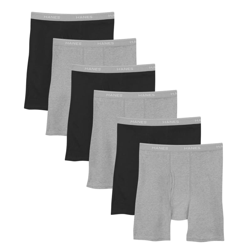 Hanes Mens TAGLESS No Ride Up Briefs 6-Pack, M, White 