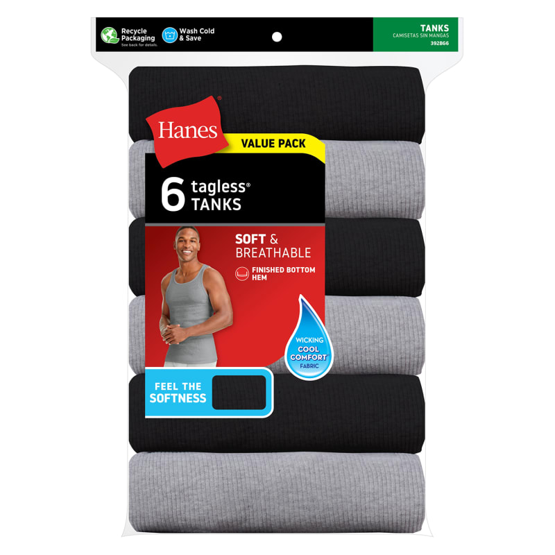 Hanes Men's Ribbed Tank, Cotton Undershirt Tank, 6-Pack : :  Clothing, Shoes & Accessories