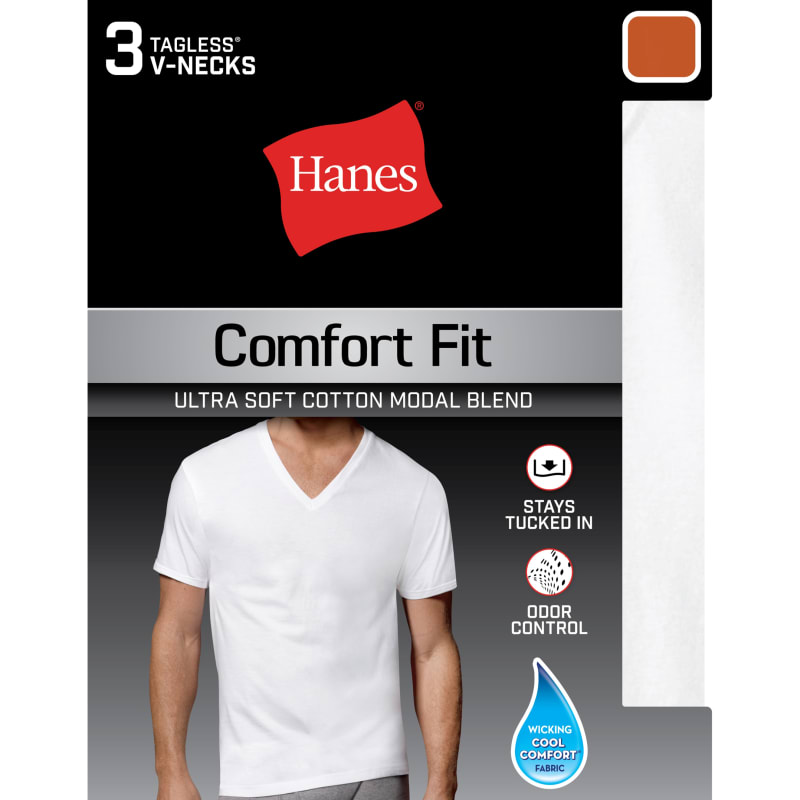 New Hanes BIG & TALL MEN'S 3 Pack White V-Neck T-Shirt Tagless Short Sleeve  Tee