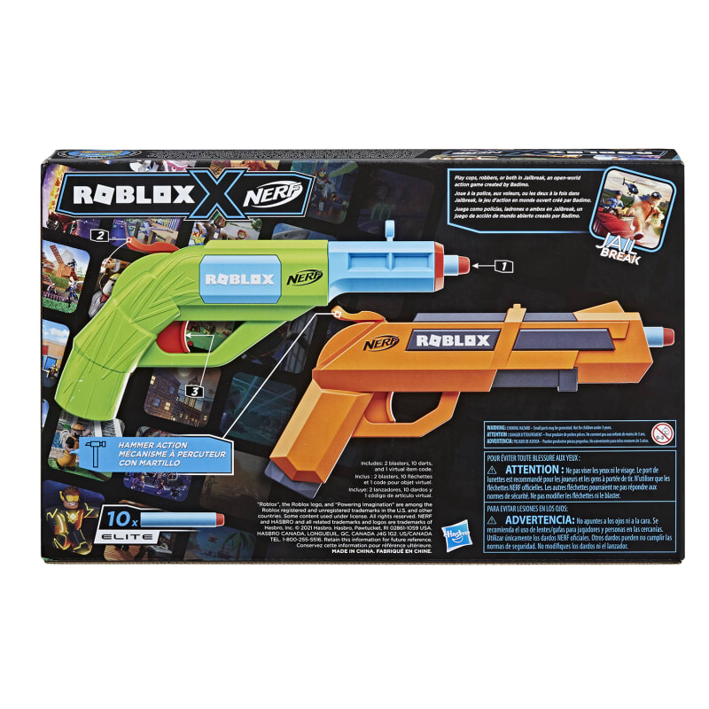 Original Nerf Roblox Jailbreak Armory Blaster, 2 Unit, Hobbies