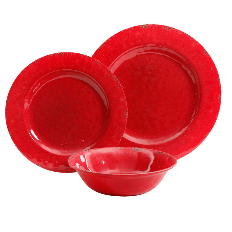 Mauna Melamine Red Dinnerware Set 12 pc by Studio California at