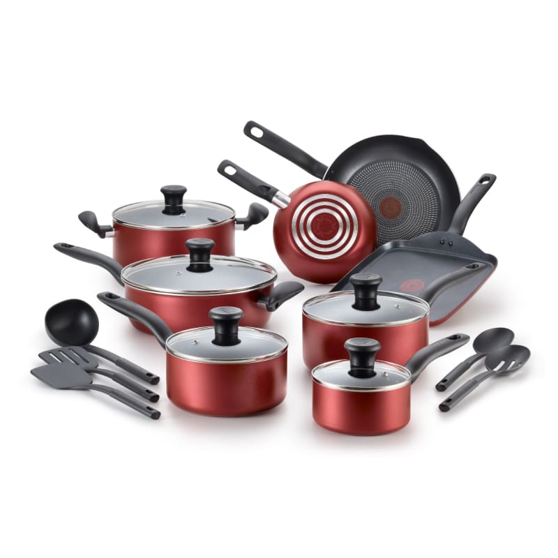 18 Pc Red Initiatives Nonstick Cookware Set by T-fal at Fleet Farm