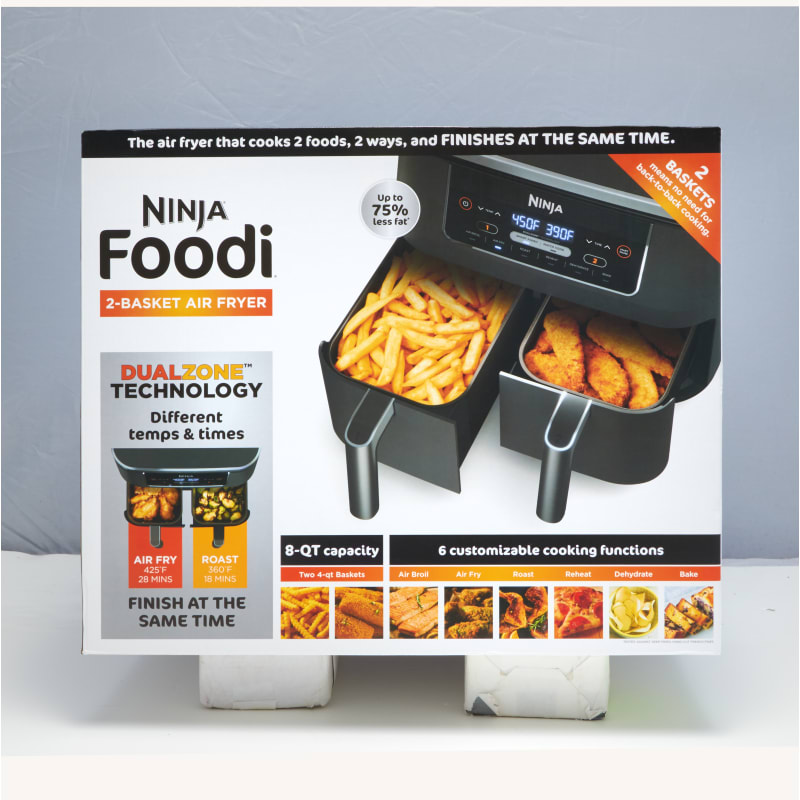 Ninja Foodi Air Fryer Two Basket 6-in-1 8-Qt Black New Open Box