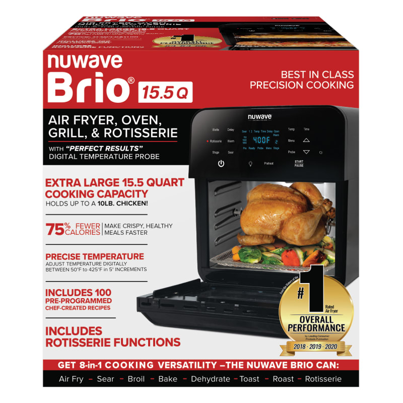 NuWave Brio 15.5-Quart Large Capacity Air Fryer Oven + Grill