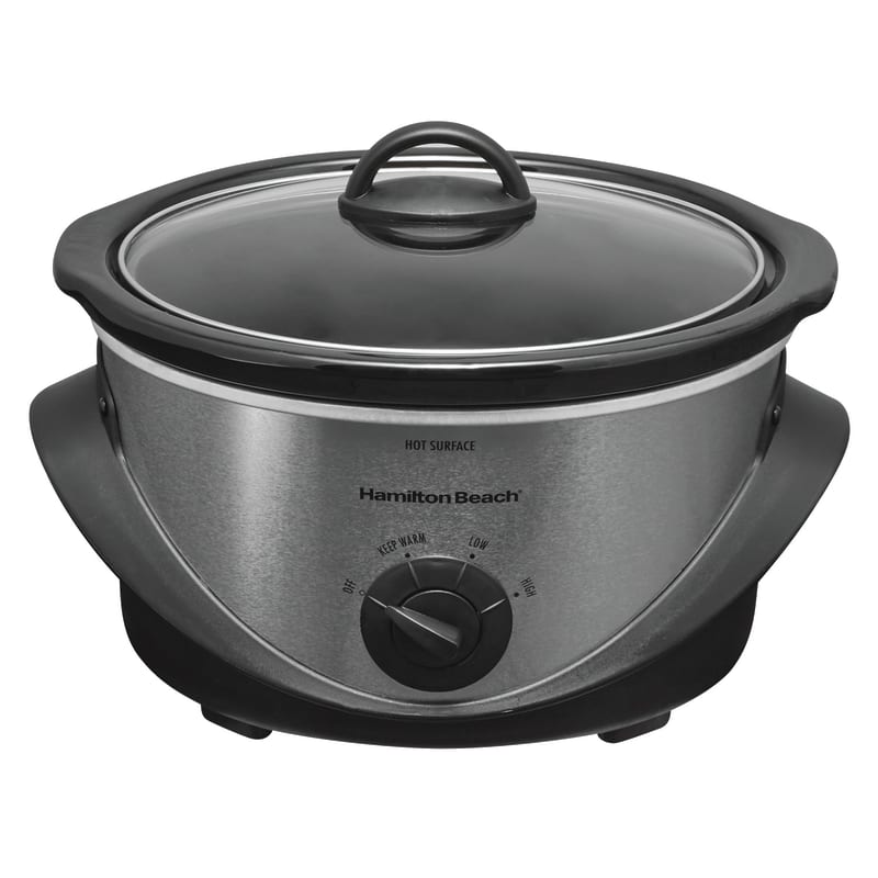 Hamilton Beach 4-Quart Silver/Black Oval Slow Cooker in the Slow Cookers  department at