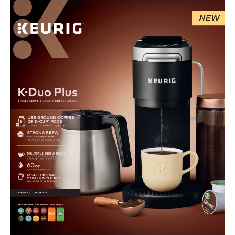 Keurig - K-Duo Plus 12-Cup Coffee Maker and Single Serve K-Cup Brewer - Black