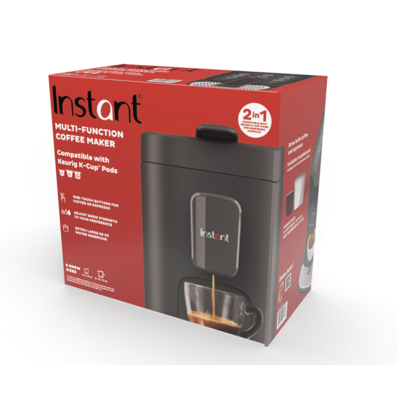 Instant Pot Multi-Pod Single Brew Coffee and Espresso Maker, Fits Nespresso  Capsules and K-Cup Pods with Reusable Coffee Pod for Ground Coffee, 2 to 12  oz. Brew Sizes, 68 oz Water Reservoir 