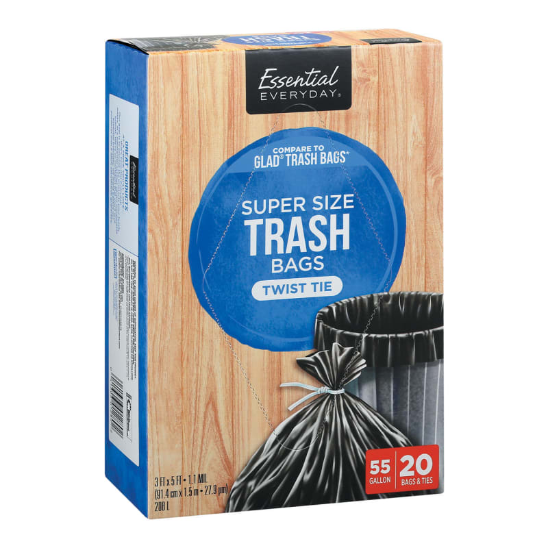 Great Value Extra Large Outdoor Twist Tie Trash Bags, 55 Gallon