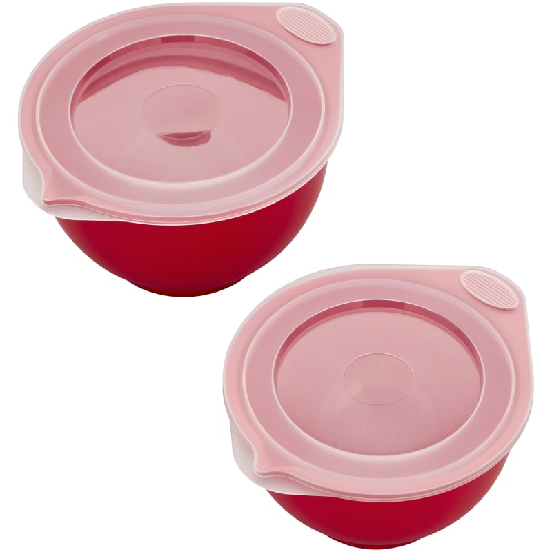 Red Plastic 4-Piece Bowl Set