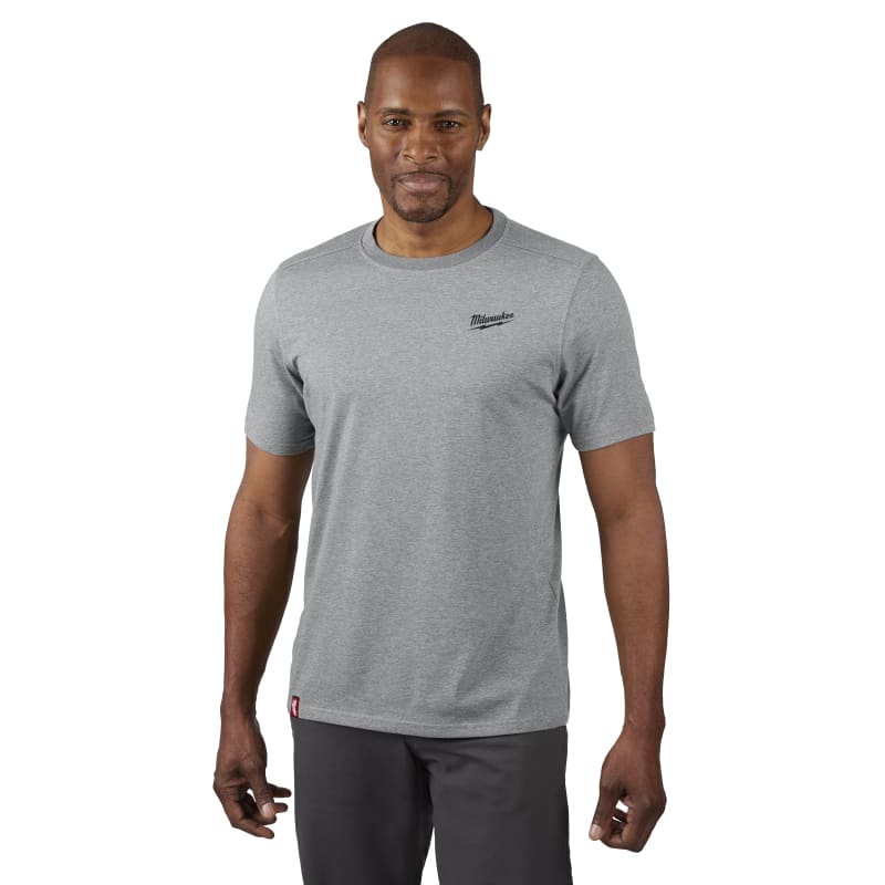 Men's Gray FREEFLEX Hybrid Short Sleeve Work Shirt by Milwaukee at