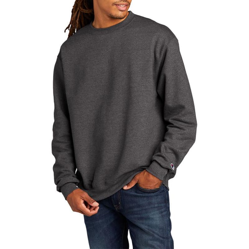 Men's EcoSmart Charcoal Heather Crew Neck Long Sleeve Fleece