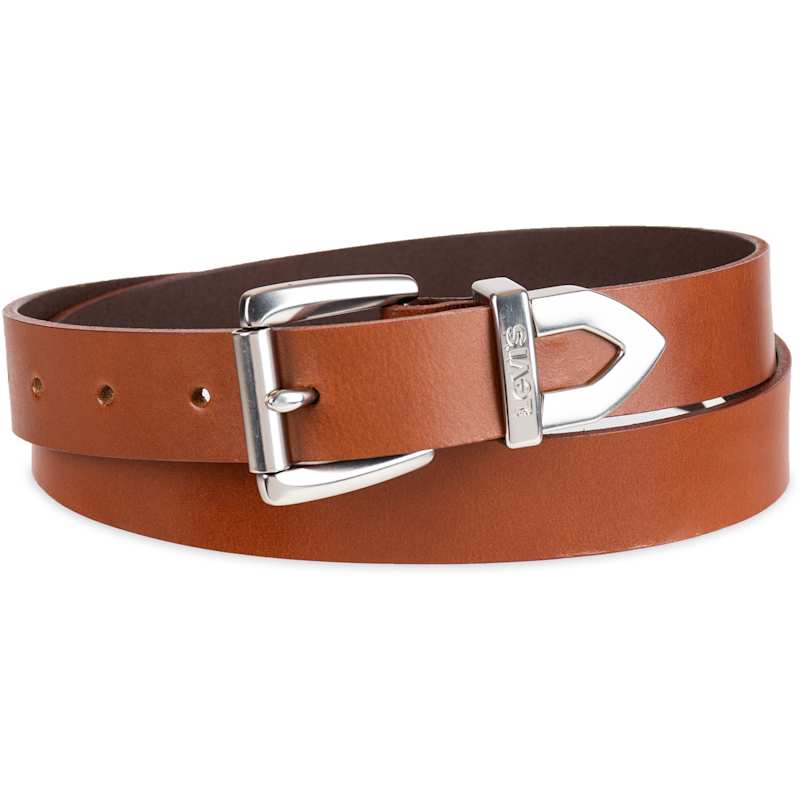 Women's Tan Retro Western Metal Tip Leather Belt by Levi's at